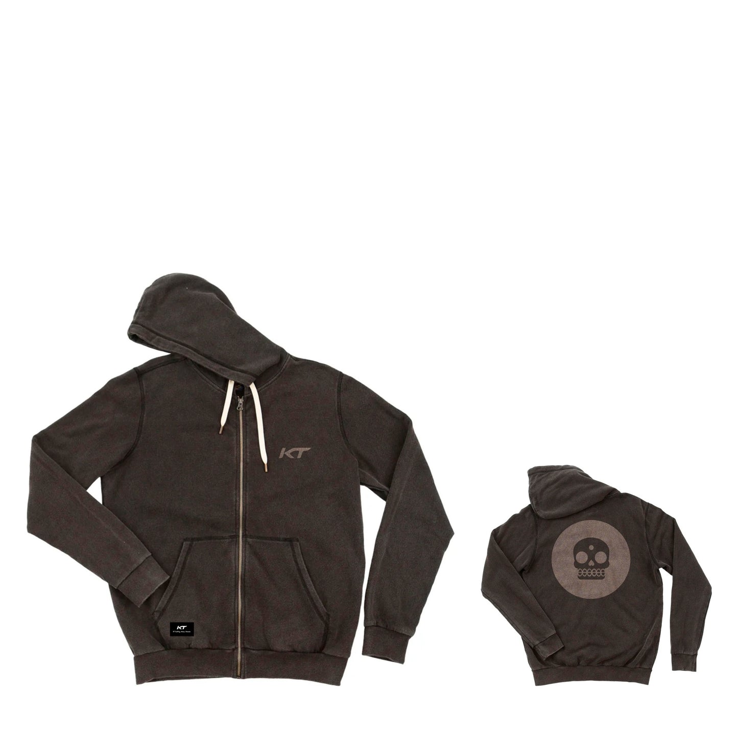 KT Hoodie Zipper Washed Black